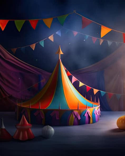 Premium AI Image | A circus tent with a banner in Night Lights Generative AI