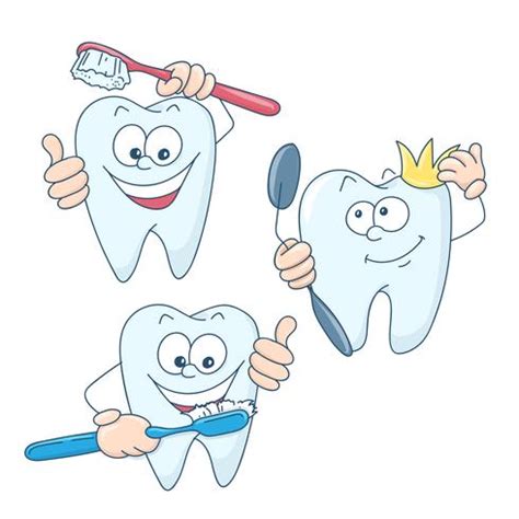 Art on the topic of children's dentistry. Cute cartoon healthy and ...