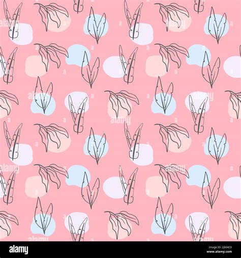 Vector Seamless summer pattern with abstract palm trees drawn in one ...