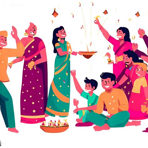 Happy Diwali Indian Family Celebrating the Festival of Lights 24513063 PNG