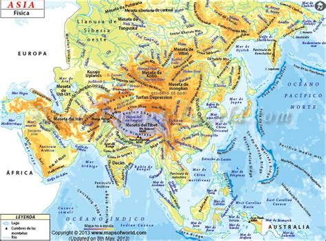 Mapa Fisico de Asia | Mapa Fisico Asia | Mapa de asia, Mapa fisico ...