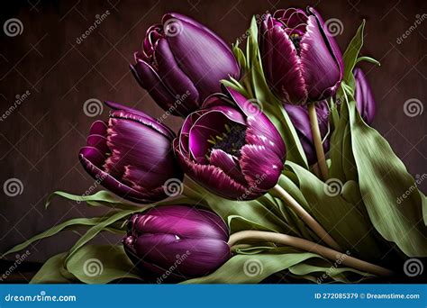 Original Dark Purple Tulips Bouquet for Anniversary Greetings Stock Illustration - Illustration ...