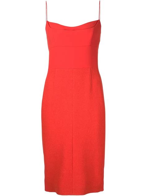 Lyst - Narciso Rodriguez Spaghetti Strap Dress in Red