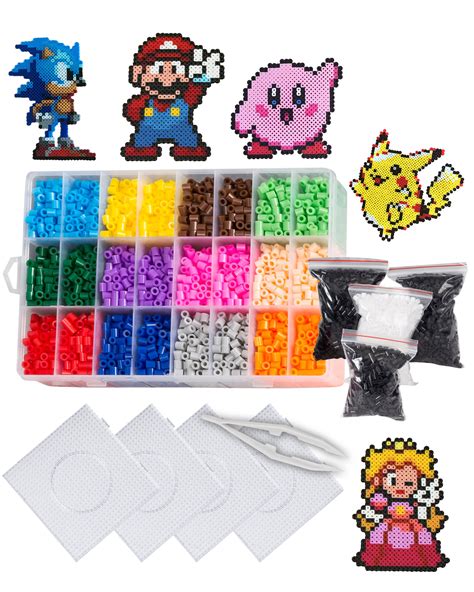 Buy EVORETRO Fuse Beads kit in a Box, 14 Exclusive Colors 6,800 Pixel Perler Beads with 4 ...