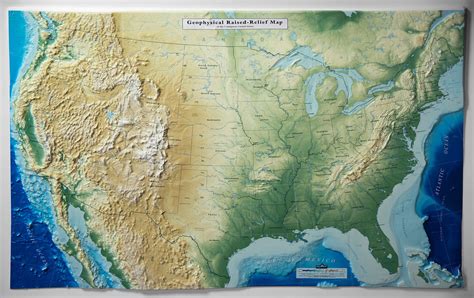 United States - Geophysical Three Dimensional 3D Raised Relief Map ...