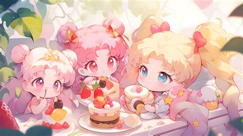 Cute Anime Kids Eat Cakes Desktop Wallpaper - Anime Wallpapers