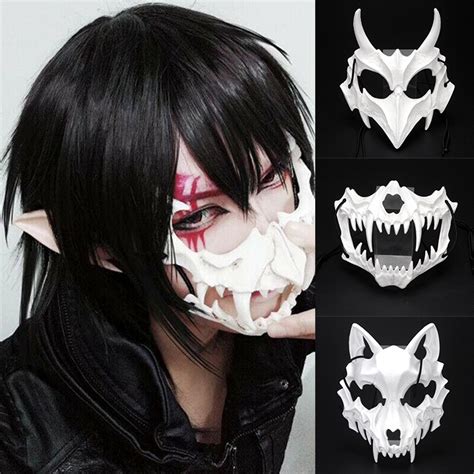 Halloween Carnival Party Costume Props Skeleton Half Face Masks / Anime Dragon God Skeleton ...