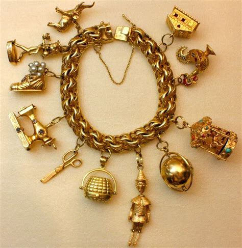 Wonderfully Rare Vintage Charm Bracelet at 1stDibs | vintage gold charm ...