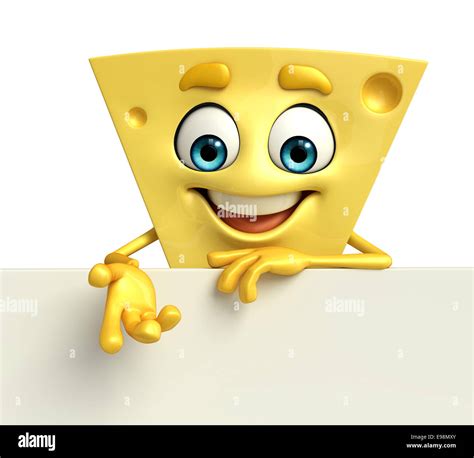 Cartoon Character of Cheese with sign Stock Photo - Alamy