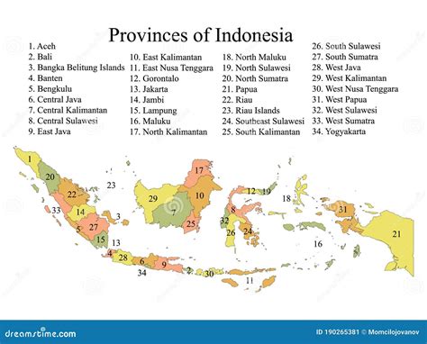 Map of Indonesian Provinces Stock Vector - Illustration of bali, contour: 190265381