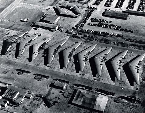 Impressive picture of 11 flying-wing Northrop YB-49 at the Northrop plant in Hawthorne (circa ...