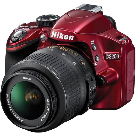 Nikon D3200 DSLR Camera with 18-55mm Lens (Red) 25496 B&H Photo