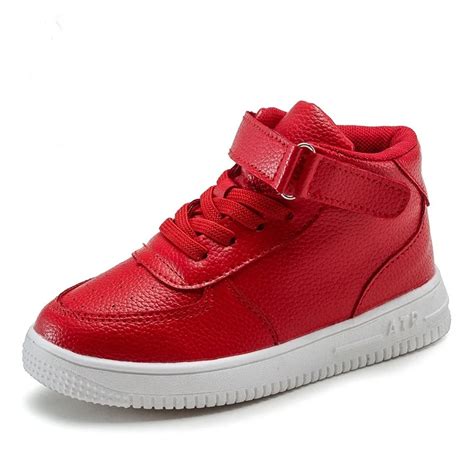 Fashion Children's Shoes High Top PU leather Kids Sneakers for Girls Boys Btreathable Platform ...