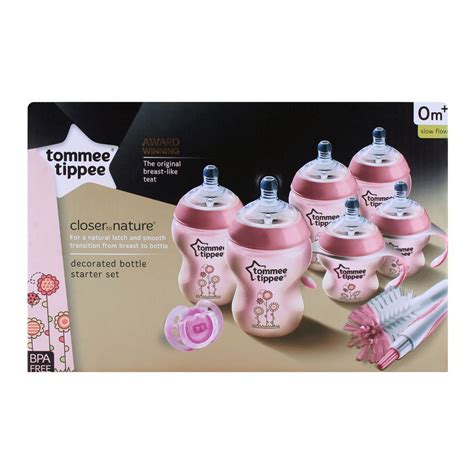 Buy Tommee Tippee 0m+ Decorated Bottle Starter Set Slow Flow (Pink) - 423742 Online at Special ...