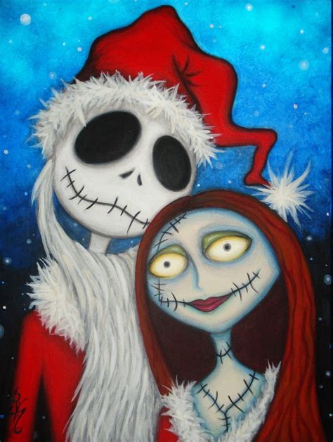 Gothic Fantasy Nightmare Before Christmas 8x10 Jack & Sally Santa Matt… | Nightmare before ...