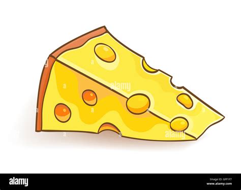 cartoon cheese slice on white Stock Photo - Alamy