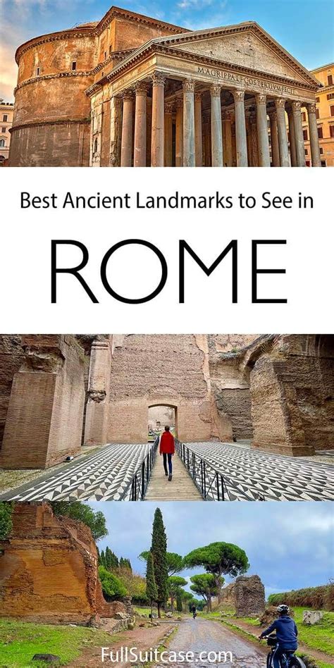 the best ancient landmarks to see in rome and rome, italy with text overlay