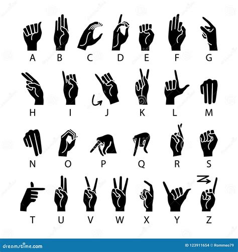 Vector Language of Deaf-mutes Hand. American Sign Language ASL Alphabet Stock Vector ...