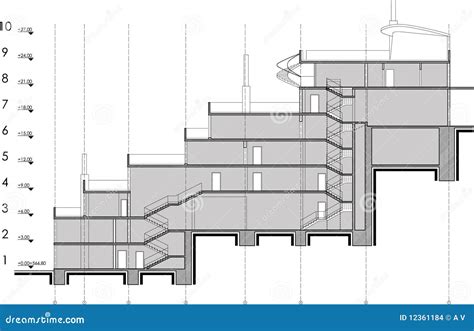 Building Section Drawing Vector Illustration | CartoonDealer.com #12361184