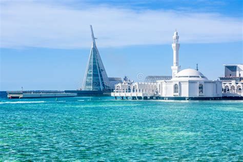 Alrahmah Floating Mosque with Sea in Foreground, Jeddah Stock Image - Image of landmark, jedda ...