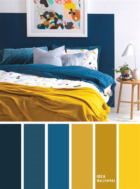 10 Best Color Schemes for Your Bedroom { Blue + Mustard } mustard color bedroom, grey color ...