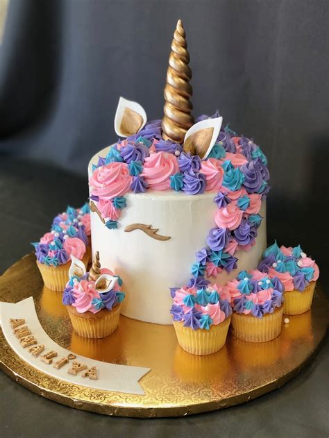 Unicorn Birthday Cake With Cupcakes — Skazka Cakes