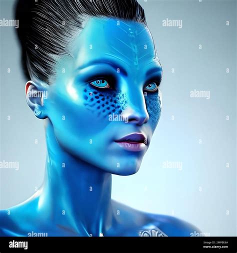 A portrait of the girl with the makeup of an Avatar movie Stock Photo ...