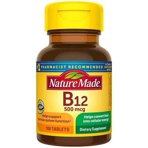 Nature Made Vitamin B12 500 mcg Tablets, 100 Count for Metabolic Health - Walmart.com - Walmart.com