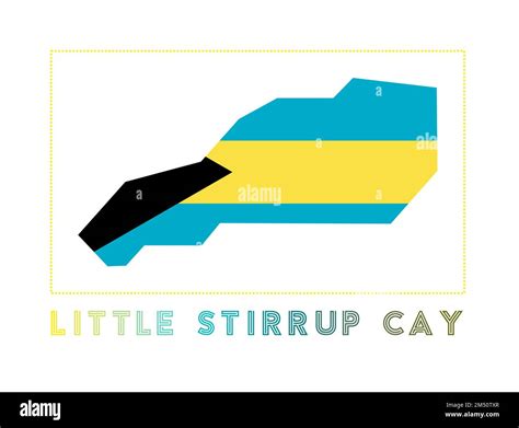 Little Stirrup Cay Logo. Map of Little Stirrup Cay with island name and flag. Elegant vector ...