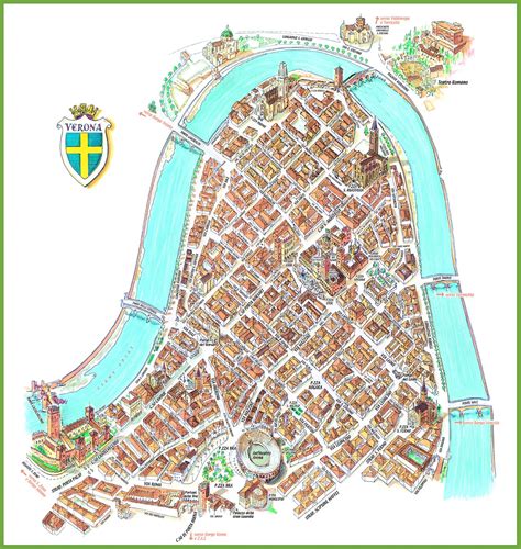 Tourist map of Verona city centre - Ontheworldmap.com