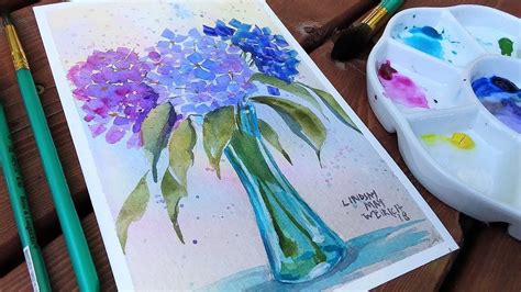 How To Paint Hydrangea Flowers Beginner Watercolor Tutorial - YouTube ...