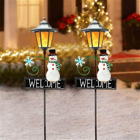 Amazon.com : Christmas Snowman Pathway Lights Outdoor Decoration - 2 ...