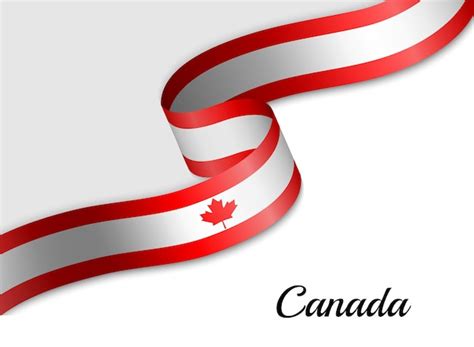 Premium Vector | Waving ribbon flag of canada