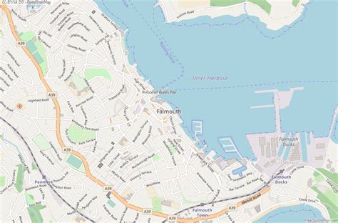 Falmouth Map Great Britain Latitude & Longitude: Free England Maps