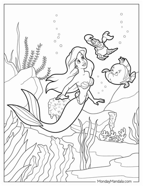 Ariel Coloring Pages For Kids Printable