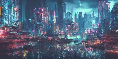 A cyberpunk night city as Far Cry 4 concept art, | Stable Diffusion