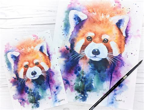 Watercolor Red Panda Standard Art Print Red Panda Painting