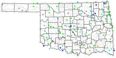 Map of Oklahoma Lakes, Streams and Rivers