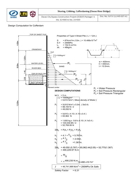 COFFERDAM DESIGN COMPUTATION