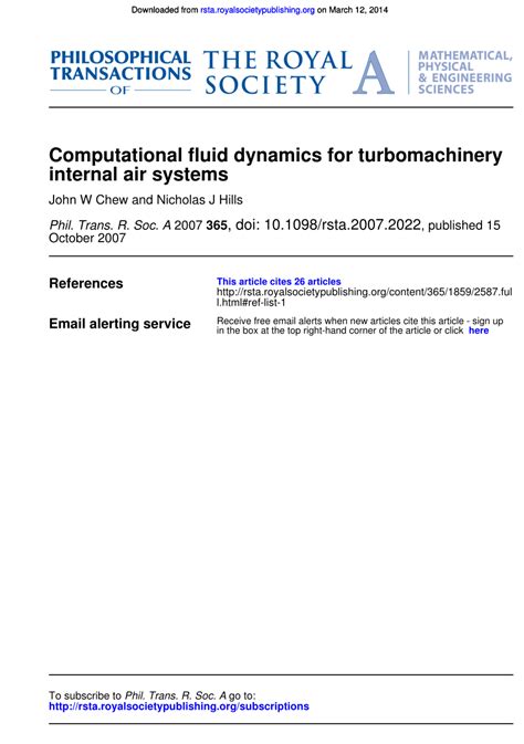 (PDF) Computational fluid dynamics for turbomachinery internal air systems