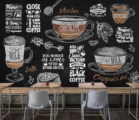 Cafe Shop Wallpaper Coffee Menu Wall Mural Easy Removable - Etsy UK