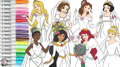 Disney Princess Coloring Book Compilation Wedding Dress Edition Ariel ...