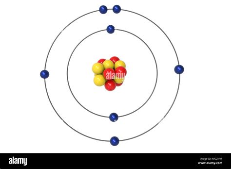 Nitrogen Atom Bohr model with proton, neutron and electron. 3d ...