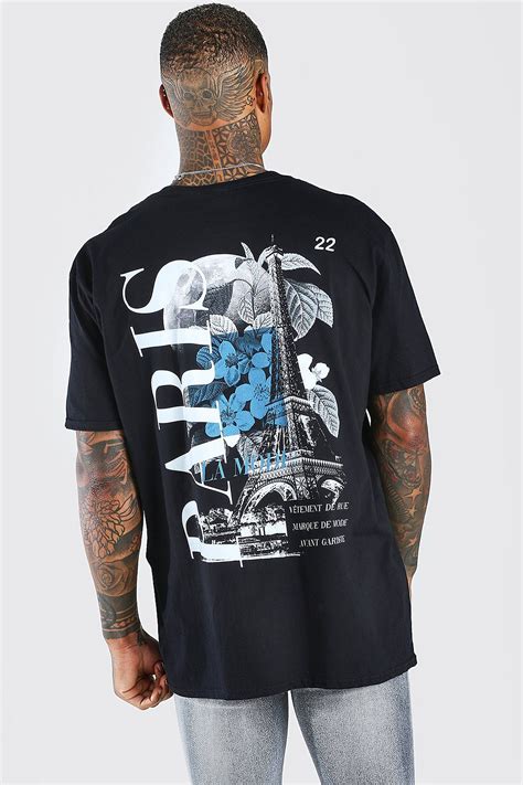 Oversized Paris Graphic Back Print T-Shirt | boohooMAN UK | Print t shirt, Mens fashion casual ...