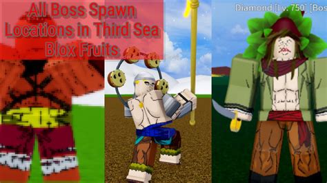 All Boss Spawn Locations in Third Sea Blox Fruits | Roblox - YouTube