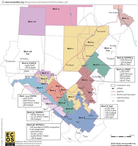Map of oil concession areas in Sudan and South Sudan