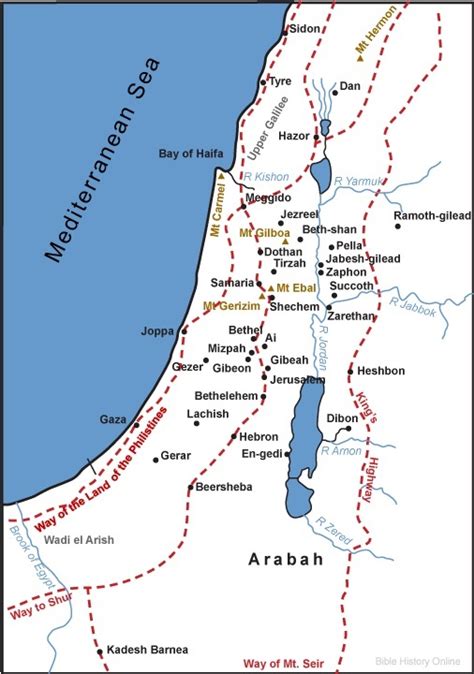 Map of the Territory of Ancient Palestine - Bible History