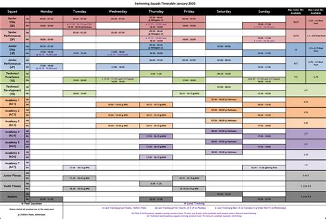 Amersham Swimming Club - Timetable