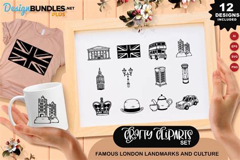 Famous London Landmarks And Culture Clipart Set