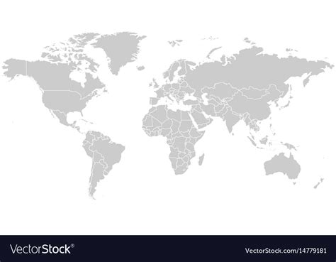 World map in grey color on white background high Vector Image